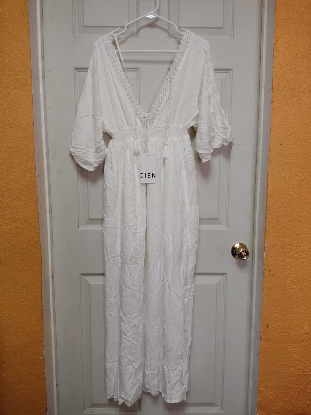 White Lace-Trim Maxi Sleep Dress